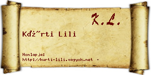 Kürti Lili névjegykártya